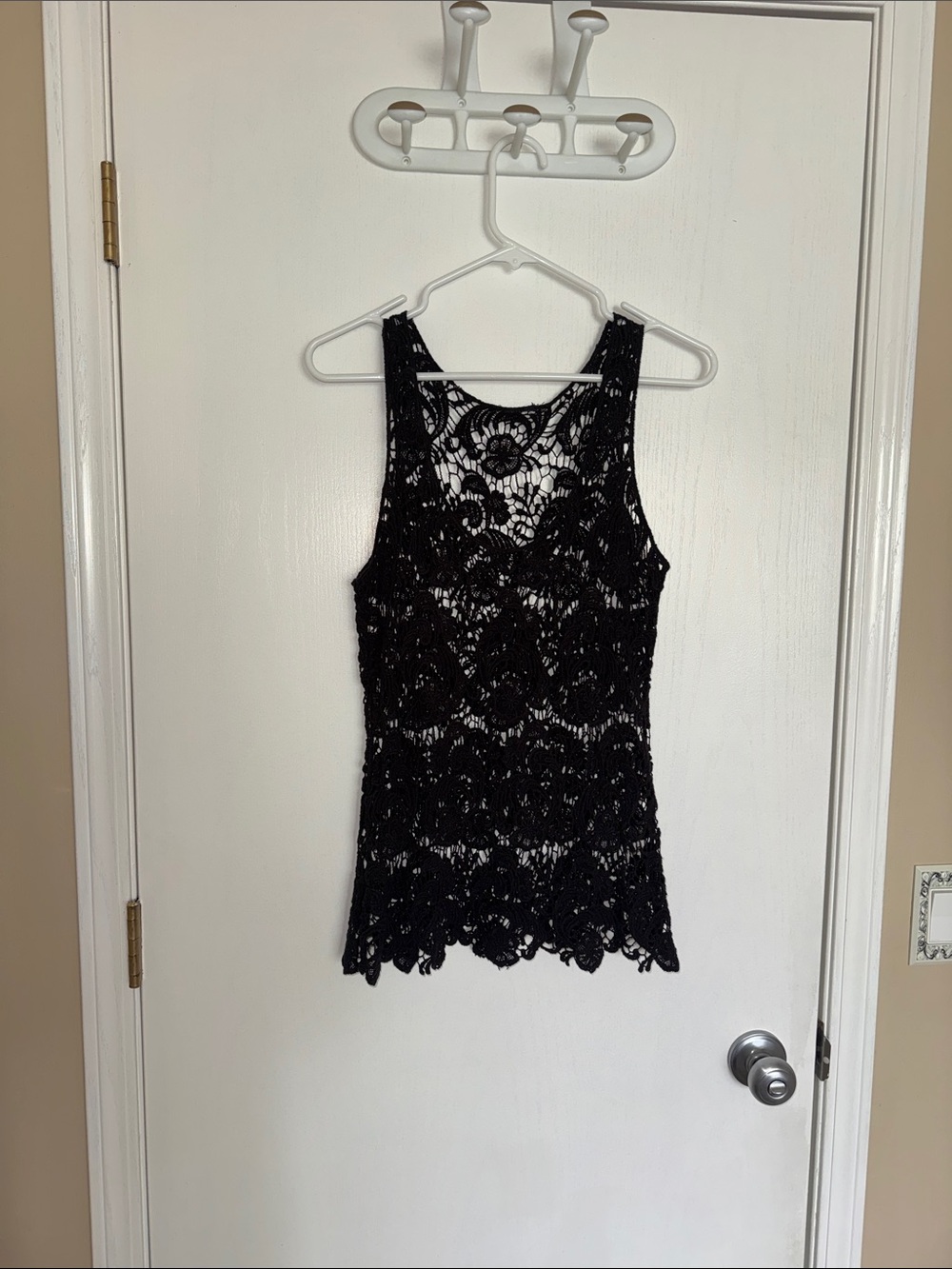 Elegant Black crochet tank Top - Feminine Layering Piece